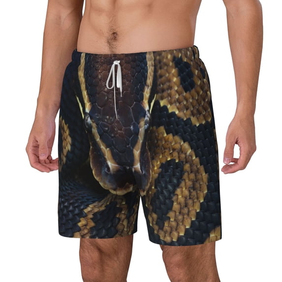 Picia Ball Phyton Snake pattern Mens Swim Trunks with Compression Liner Stretch Beach Shorts Quick Dry with Zipper Pockets No-Chafing Board Shorts-Small