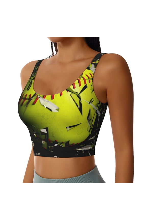 Ball Sports Bra for Women,Padded Strappy Sports Bras Medium Support Yoga Bra with Removable Cups,Running Yoga Bra-X-Large