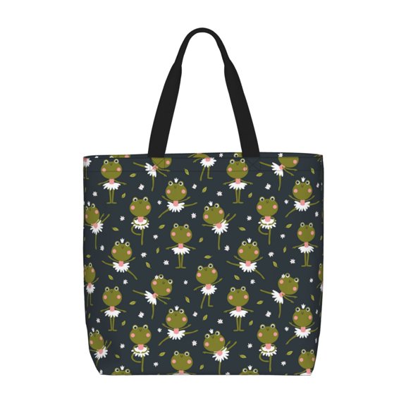 Picia Ballerina Frogs for Tote Bag for Women with Zipper, Gym Tote with Compartments, Laptop Work Tote Nurse Dance Yoga Bag for Sport, Travel