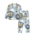 thumbnail image 1 of Picia Balloon Vintage Pattern Women’s Long-Sleeve Sleepwear Set - Soft 2-Piece Loungewear with Pockets, Comfy PJs for Relaxing Nights-Medium, 1 of 7