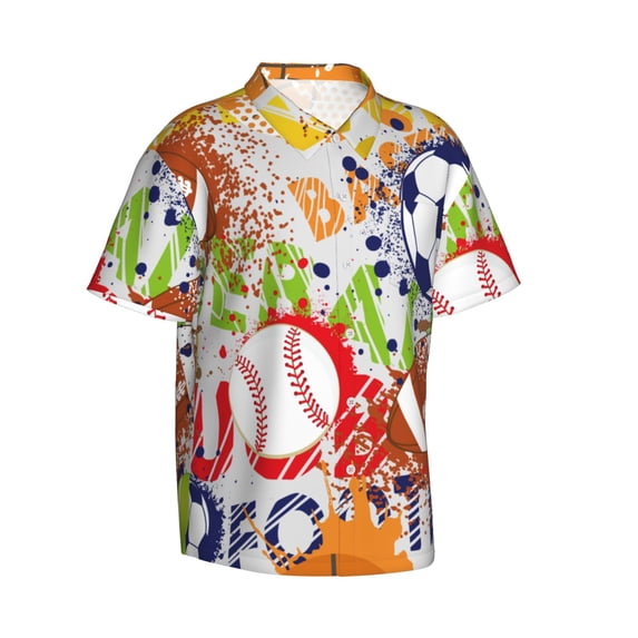 Picia Balls Gentle Cotton Regular Fit Short Sleeve Casual Hawaiian Shirt for Men-X-Large