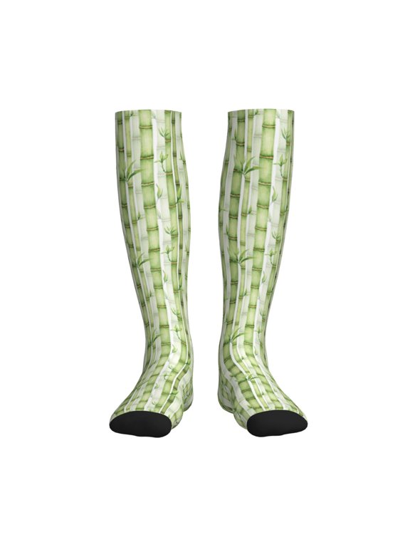 Bamboo Stems And Leaves Printed Sports Compression Socks - 15-20mmHg Graduated Compression, High-Performance Soft and Breathable Socks for Men and Women