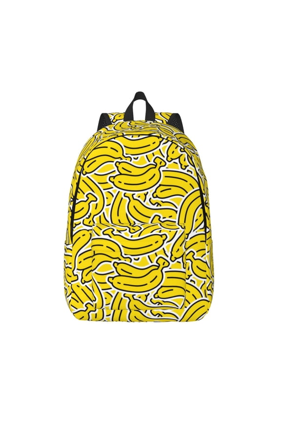 Banana A Printed Canvas Daypack - Stylish and Durable Vintage Compact Backpack - Class, Work, Travel, or Laptop Bookbag,Organized Compartments-Medium