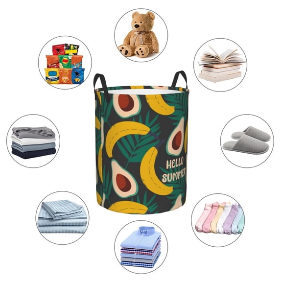 Picia Banana And Avocado Large Laundry Basket, Waterproof, Freestanding Laundry Hamper, Collapsible Tall Clothes Hamper with Extended Handles-Small