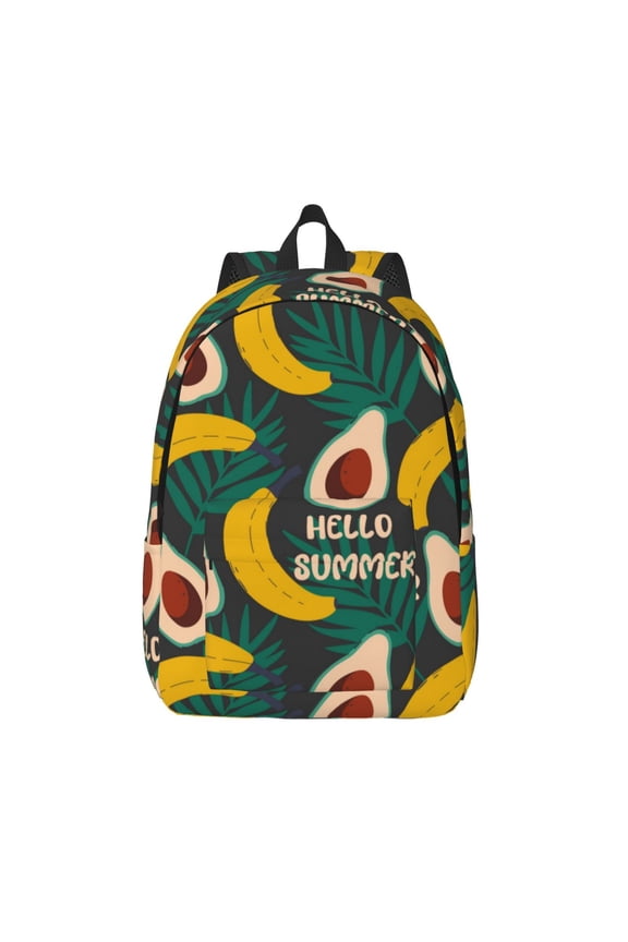 Banana And Avocado Printed Canvas Daypack - Stylish and Durable Vintage Compact Backpack - Class, Work, Travel, or Laptop Bookbag,Organized Compartments-Medium