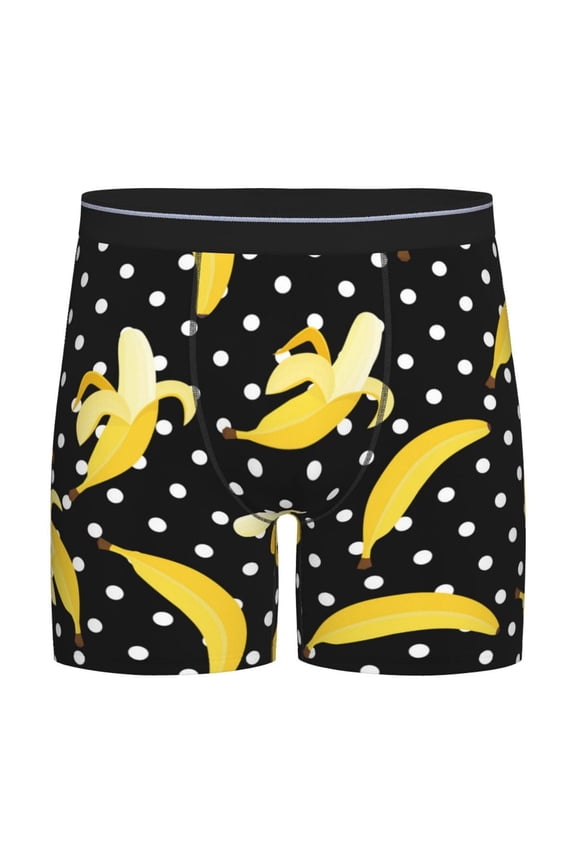 Banana Pattern Men's Athletic Long Leg Briefs , Performance Stretch Underwear，Moisture-Wicking