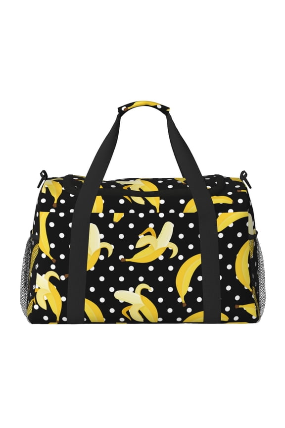 Banana Print Travel Duffle Bag,Weekender Bags for Women with Shoe Compartment, Gym Duffel Bag with Wet Pocket, Hospital Bags for Labor and Delivery