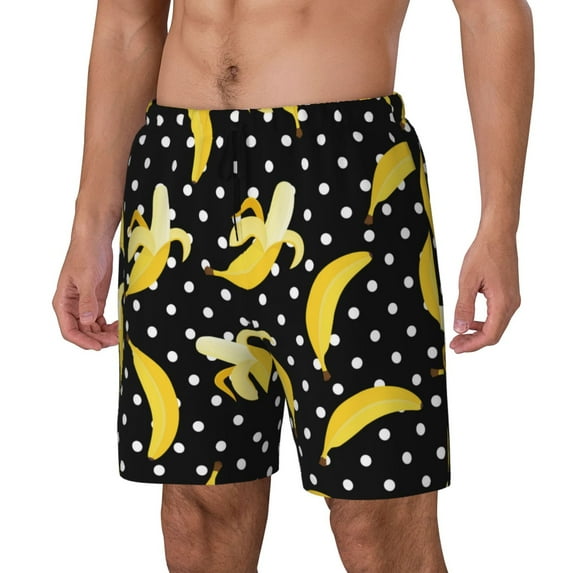 Picia Banana pattern Mens Swim Trunks with Compression Liner Stretch Beach Shorts Quick Dry with Zipper Pockets No-Chafing Board Shorts-XX-Large