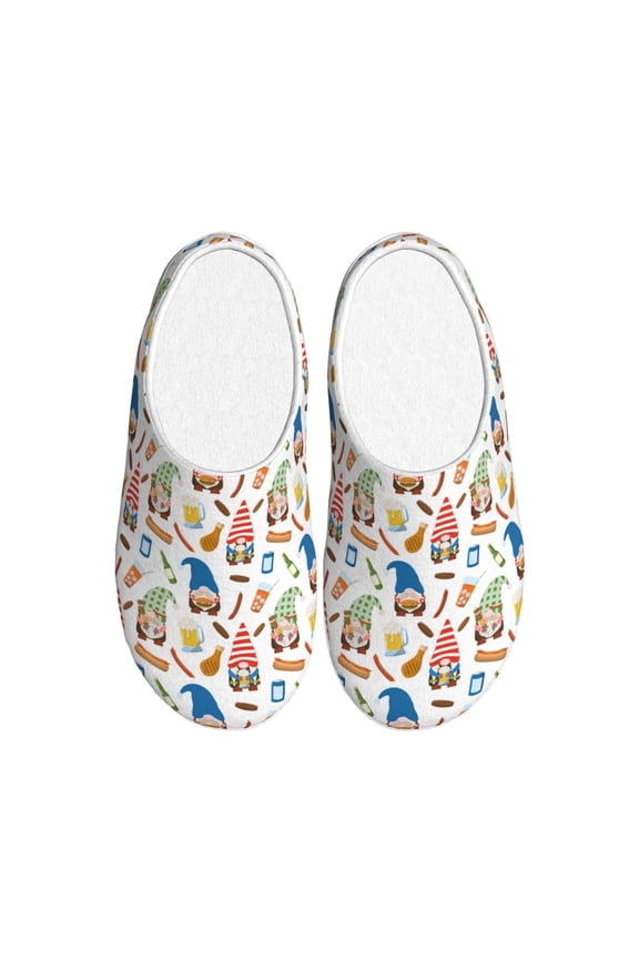 Barbecue Gnomes for Women's Lamb-hug Comfy Fleece House Slippers Memory Foam, Slip-on House Shoes Indoor Outdoor-40/41