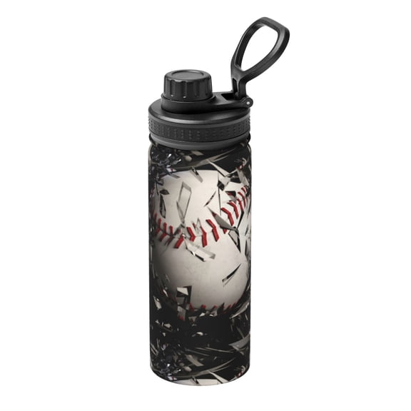 Picia Baseball Breaking Glass Pattern Water Bottle 18 oz Stainless Steel Insulated Bottles With Handle Leak Proof Gym Sport Water Jug BPA-free insulated kettle For Men Women Adults