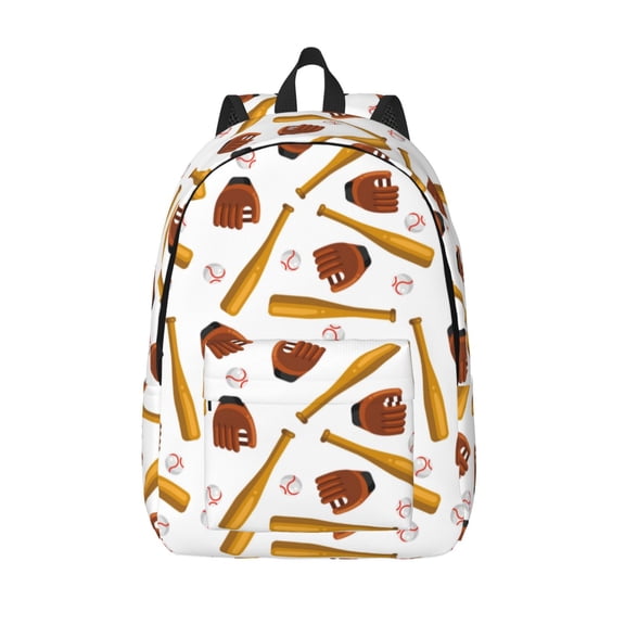 Picia Baseball Sport Printed Canvas Daypack - Stylish and Durable Vintage Compact Backpack - Class, Work, Travel, or Laptop Bookbag,Organized Compartments-Small