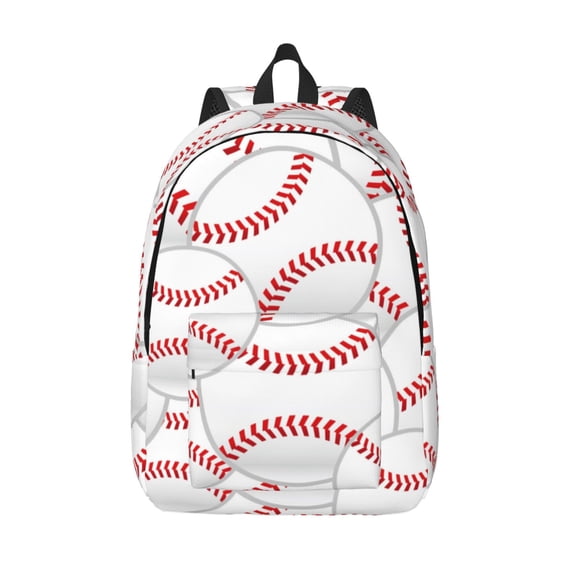 Picia Baseballs Printed Canvas Daypack - Stylish and Durable Vintage Compact Backpack - Class, Work, Travel, or Laptop Bookbag,Organized Compartments-Small