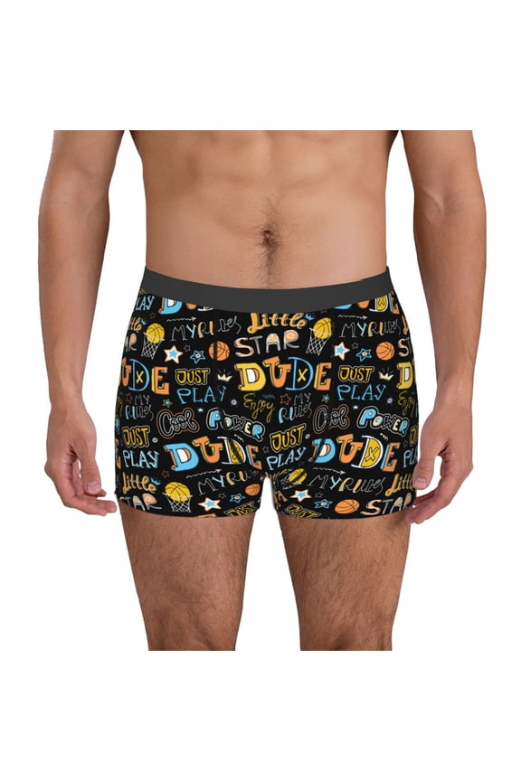 Basketball Pattern Men’s Boxer Briefs – Soft & Breathable Underwear, Stretchy & Comfortable Fit, Supportive Pouch Design, Moisture-Wicking-Medium