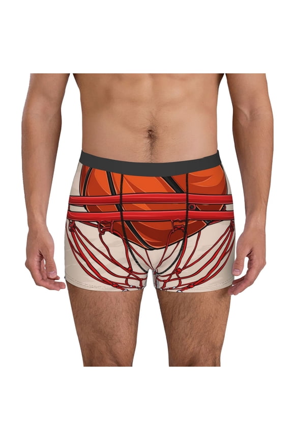 Basketball Shot Pattern Men’s Boxer Briefs – Soft & Breathable Underwear, Stretchy & Comfortable Fit, Supportive Pouch Design, Moisture-Wicking-Medium