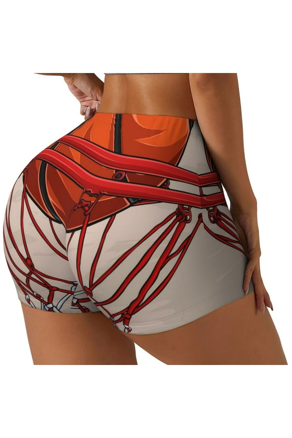 Basketball Shot Printed Workout Shorts for Women Seamless Scrunch Butt Lifting High Waisted Yoga Gym Booty Running Moisture-wicking Short Pants-X-Large