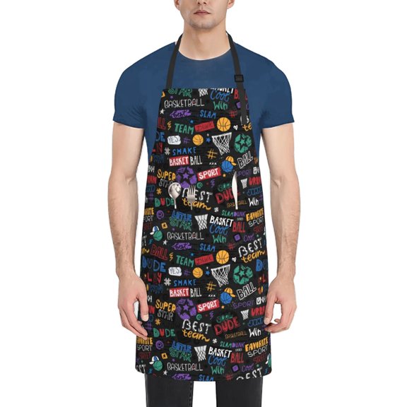 Picia Basketball Waterproof Apron for Unisex Adult - Adjustable Bib Apron with Pockets, Ideal for Cooking, Gardening, Painting, and Household Chores