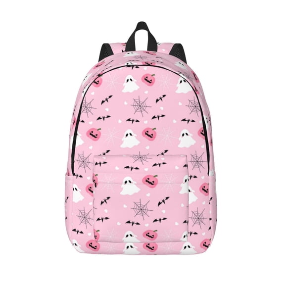 Picia Bat And Pumpkin Printed Canvas Daypack - Stylish and Durable Vintage Compact Backpack - Class, Work, Travel, or Laptop Bookbag,Organized Compartments-Small