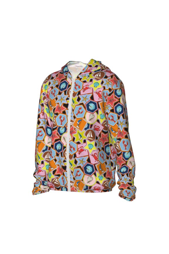 Beach Life Women's Men's UPF 50+ Sun Protection Hoodie Shirt Long Sleeve SPF Fishing Outdoor UV Hiking Lightweight Shirts-Large