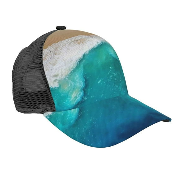 Picia Beach Pattern Trucker Hat,Baseball Cap,Sun Protection Cap,Stylish Headwear,Leisure Cap,Outdoor Sports Cap