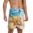 thumbnail image 1 of Picia Beach Starfish Shell Pajama Shorts for Men, Men's Pajama Bottoms, Sleepwear,Short Pajama Pants-, 1 of 9