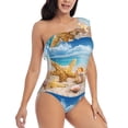thumbnail image 1 of Picia Beach Starfish Shell Pattern Women's One Piece Swimsuits,One Shoulder Swimwear Asymmetric ,Ruffle Monokinis Bathing Suits,High Waisted Flattering Bathing Suits-Medium, 1 of 8