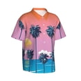 thumbnail image 1 of Picia Beach with Palm Trees Gentle Cotton Regular Fit Short Sleeve Casual Hawaiian Shirt for Men-Large, 1 of 1