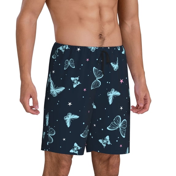 Picia Beautiful Butterflies Pajama Shorts for Men, Men's Pajama Bottoms, Sleepwear,Short Pajama Pants-Large
