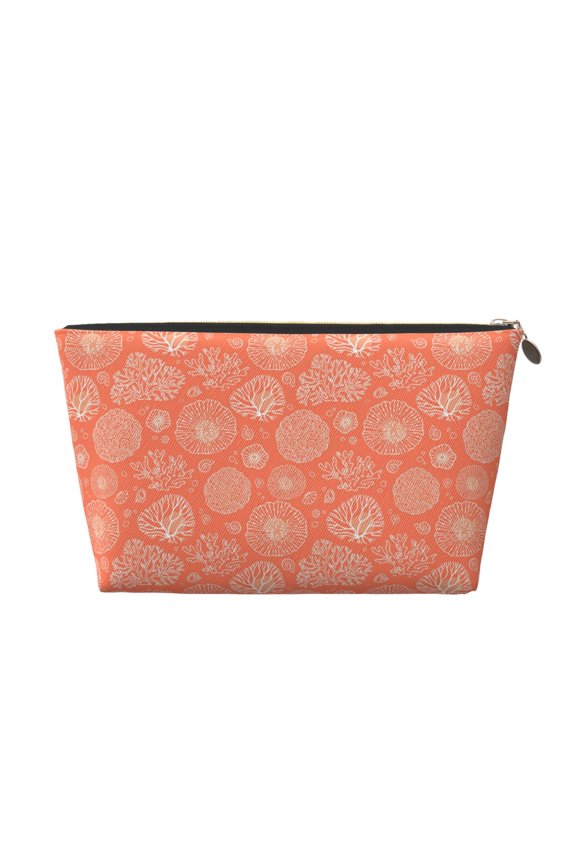 Beautiful Corals Printed Leather Travel Toiletry Bag,Cosmetic Organizer, Makeup Travel Bag, Durable Travel Pouch, Compact Toiletry Bag, Travel Accessories