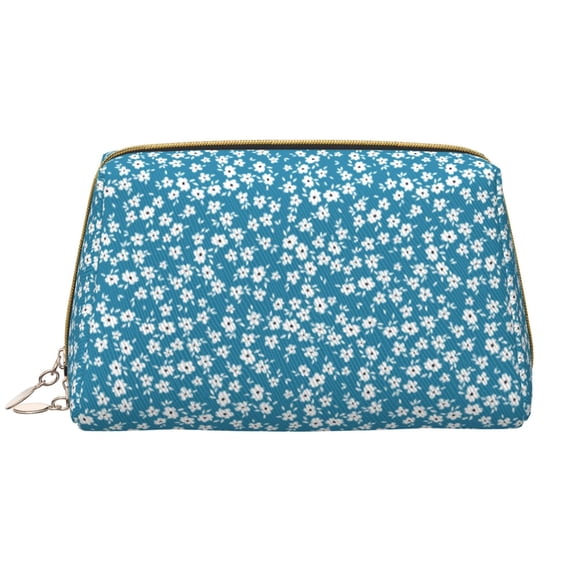 Picia Beautiful Floral Print Leather Makeup Bag Make Up Bag Travel Toiletry Bag for Her Girlfriend Teacher Teen Girl Gifts