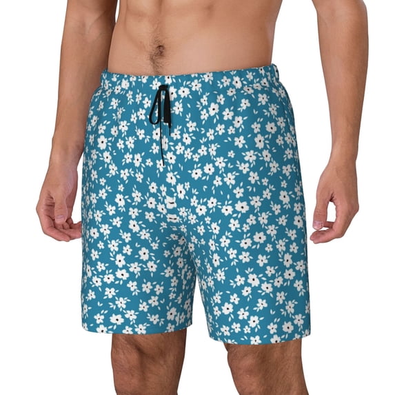 Picia Beautiful Floral pattern Mens Swim Trunks with Compression Liner Stretch Beach Shorts Quick Dry with Zipper Pockets No-Chafing Board Shorts-X-Large