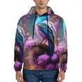 thumbnail image 1 of Picia Beautiful Flower Blue Bird Pattern Casual Men's Hoodie - Lightweight Hooded Sweatshirt with Kangaroo Pocket, Comfortable Pullover for Everyday, Travel-Small, 1 of 7