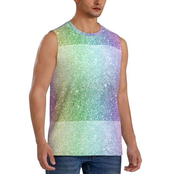 Picia Beautiful Glitter mens Cotton Tank Undershirts , Moisture-wicking Ribbed Tanks, Lightweight Cotton Tank Undershirts-XX-Large