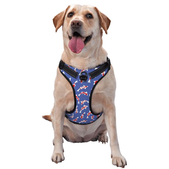 Picia Beautiful Koi Fish No-Pull Dog Harness Reflective Front Clip Vest with Handle,Step-in Air Dog Harness,Adjustable 2 Metal Rings 4 Buckles,Easy to Put on & Take Off X-Large