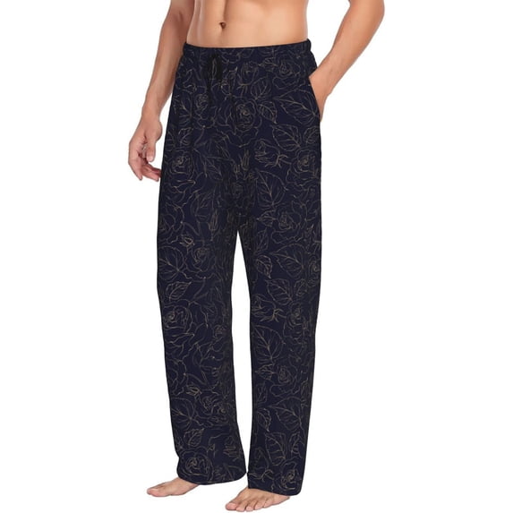 Picia Beautiful Roses Mens Soft Woven Cotton Elastic Waistband Sleep Pajama Pant Lounge Sleep Pant With Pockets And Drawstring-X-Large