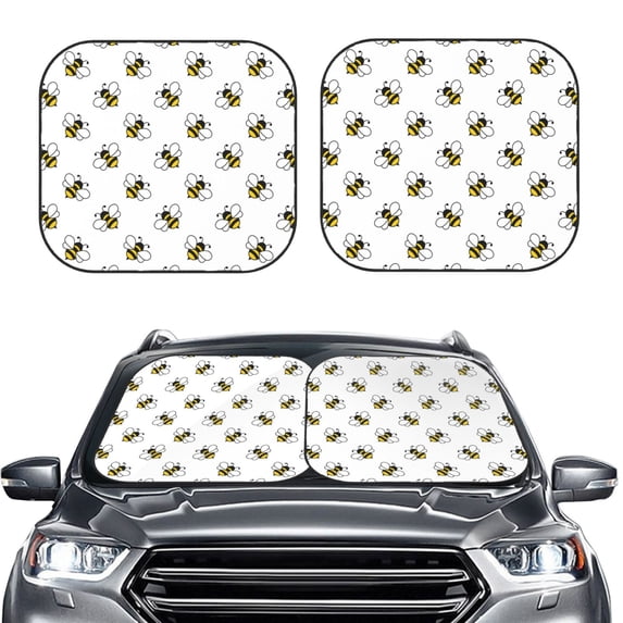 Picia Bee 2 Piece Car Windshield Sun Shade Foldable | Foldable Sun Shield for Front Window Blocks UV Rays and Keeps Your Vehicle Cool-Medium