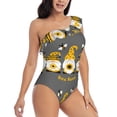thumbnail image 1 of Picia Bee Kind Pattern Women's One Piece Swimsuits,One Shoulder Swimwear Asymmetric ,Ruffle Monokinis Bathing Suits,High Waisted Flattering Bathing Suits-Large, 1 of 8