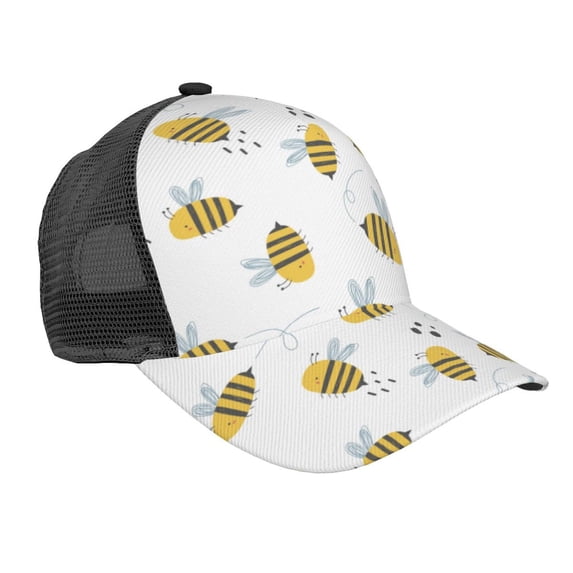 Picia Bee Pattern Trucker Hat,Baseball Cap,Sun Protection Cap,Stylish Headwear,Leisure Cap,Outdoor Sports Cap