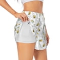 thumbnail image 1 of Picia Bee Pattern Women's 2 in 1 Athletic Running Shorts High Waisted Workout Casual Gym Sweat Shorts with Comfy Liner Zipper Pockets-X-Large, 1 of 9