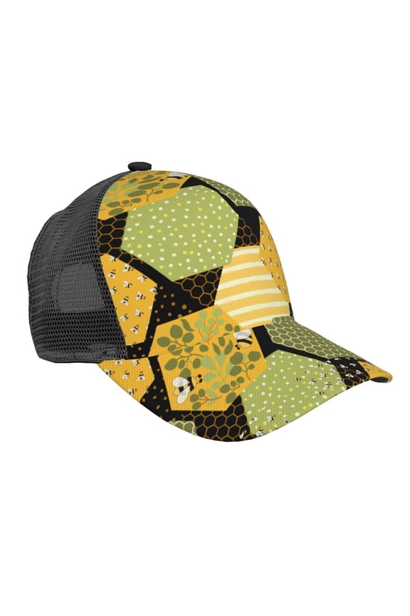 Bee honey Pattern Trucker Hat,Baseball Cap,Sun Protection Cap,Stylish Headwear,Leisure Cap,Outdoor Sports Cap