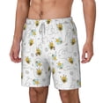 thumbnail image 1 of Picia Bee pattern Mens Swim Trunks with Compression Liner Stretch Beach Shorts Quick Dry with Zipper Pockets No-Chafing Board Shorts-X-Large, 1 of 8