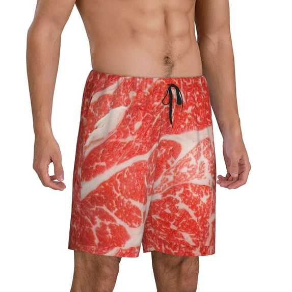 Picia Beef Steaks Pajama Shorts for Men, Men's Pajama Bottoms, Sleepwear,Short Pajama Pants-X-Large