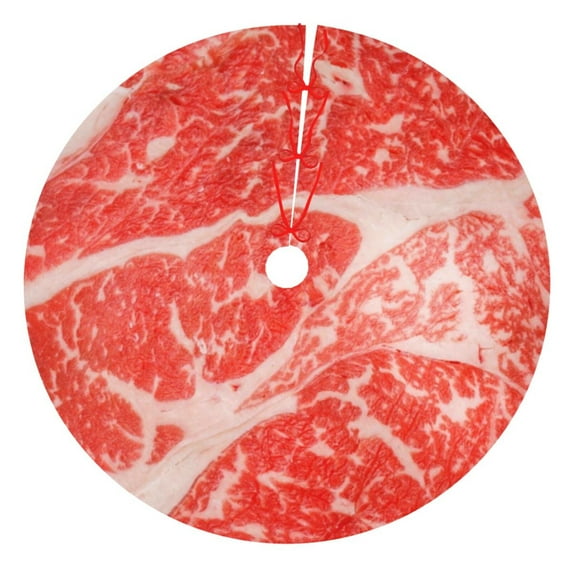 Picia Beef Steaks Print Christmas Tree Skirt , Christmas Tree Skirt Ornaments for Merry Christmas Holiday Party Decorations Indoor Outdoor-48"