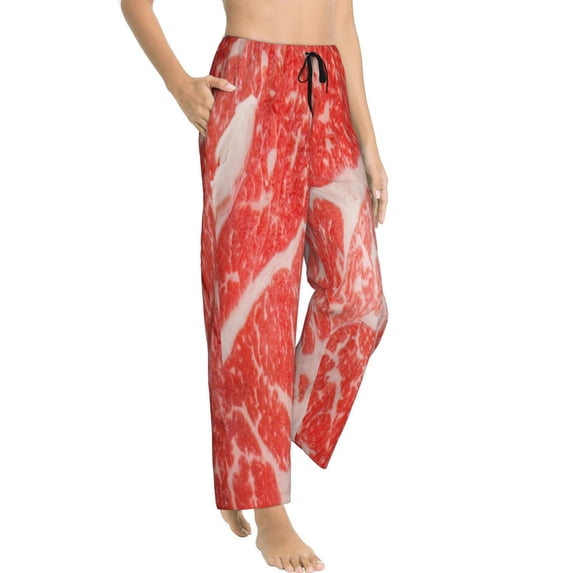Picia Beef Steaks Womens Soft Woven Cotton Elastic Waistband Sleep Pajama Pant Lounge Sleep Pant With Pockets And Drawstring-Large