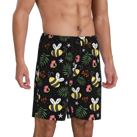 Picia Bees Pajama Shorts for Men, Men's Pajama Bottoms, Sleepwear,Short Pajama Pants-XX-Large