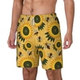 thumbnail image 1 of Picia Bees and Sunflowers pattern Mens Swim Trunks with Compression Liner Stretch Beach Shorts Quick Dry with Zipper Pockets No-Chafing Board Shorts-3X-Large, 1 of 9