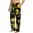 thumbnail image 1 of Picia Bees and Sunflowers Mens Soft Woven Cotton Elastic Waistband Sleep Pajama Pant Lounge Sleep Pant With Pockets And Drawstring-, 1 of 9