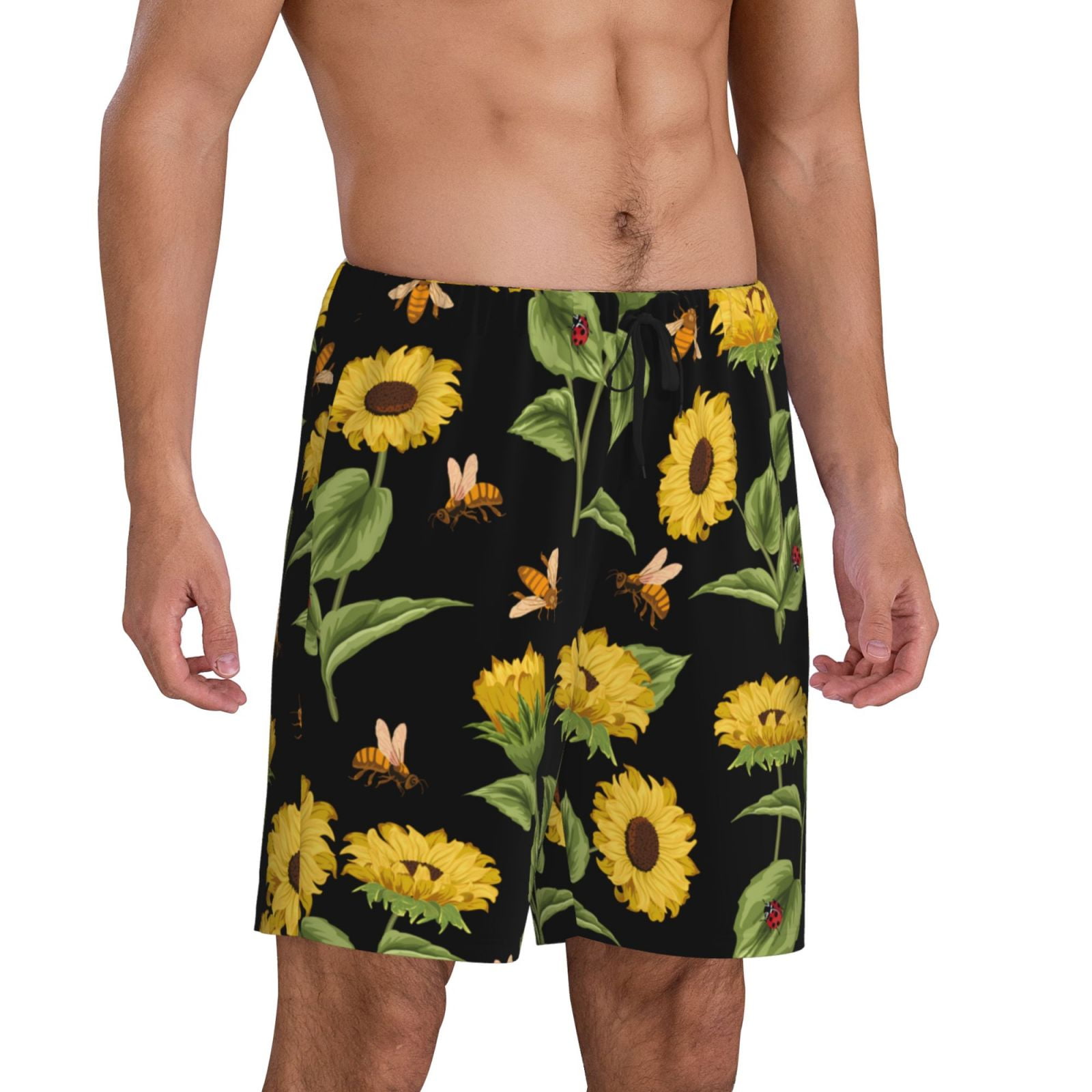 Picia Bees and Sunflowers Pajama Shorts for Men, Men's Pajama Bottoms ...