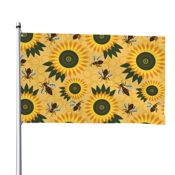 Picia Bees and Sunflowers Printed Flag ,Bees and Sunflowers Pattern Garden Flag Vertical Double,Yard Lawn Outdoor Decor 48x72"