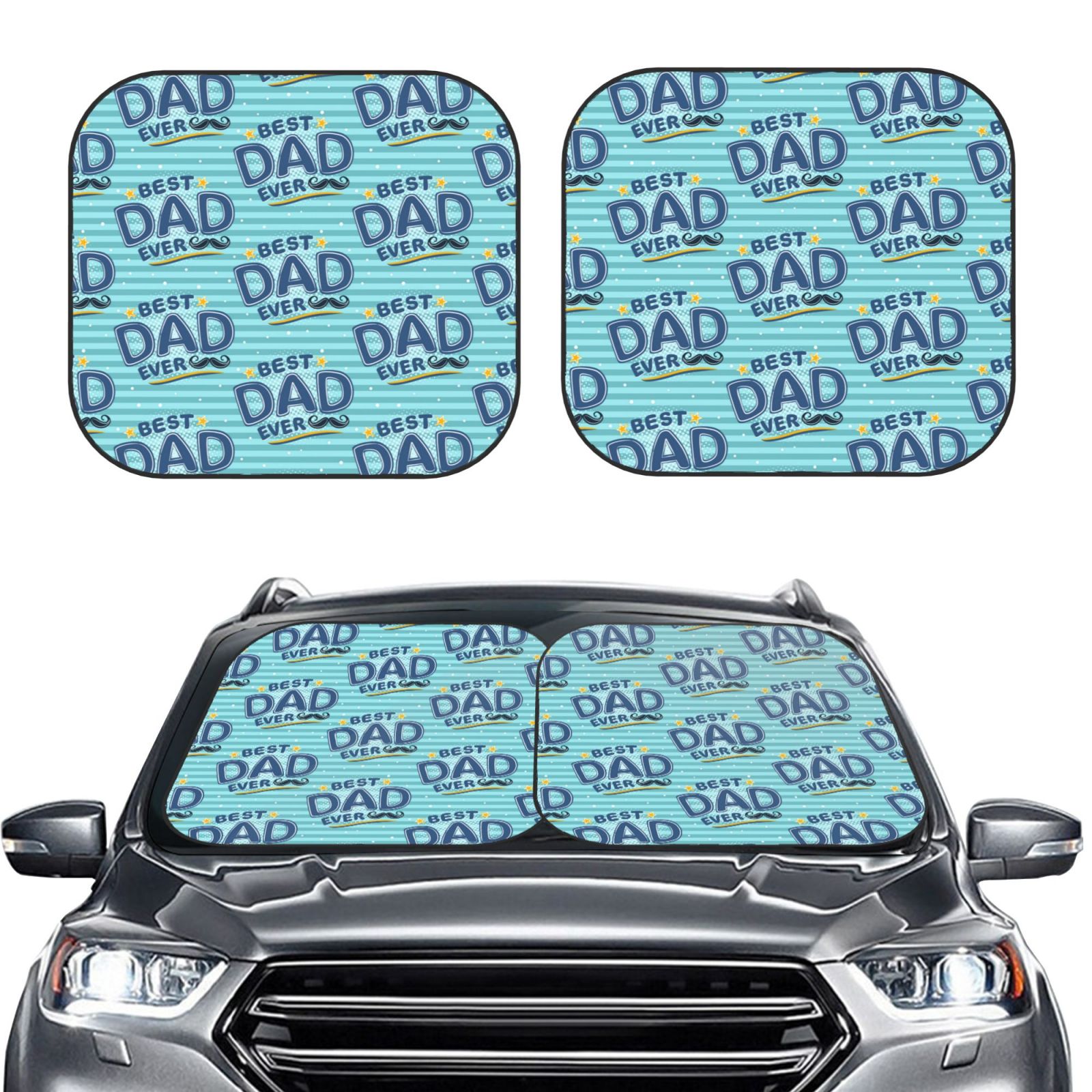 Picia Best Dad Ever 2 Piece Car Windshield Sun Shade Foldable