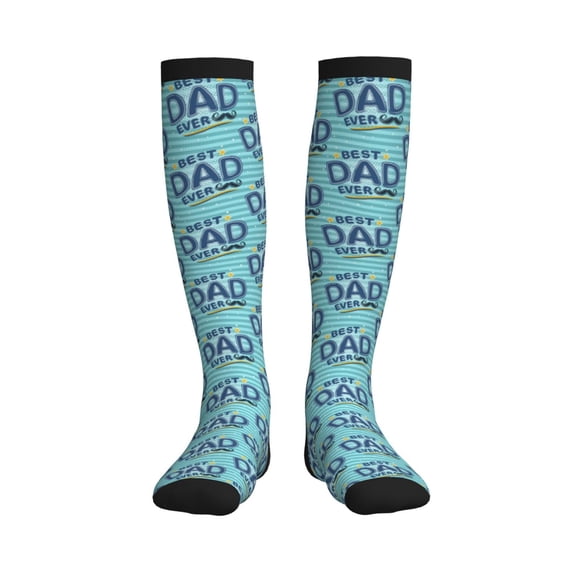 Picia Best Dad Ever Printed Sports Compression Socks - 15-20mmHg Graduated Compression, High-Performance Soft and Breathable Socks for Men and Women